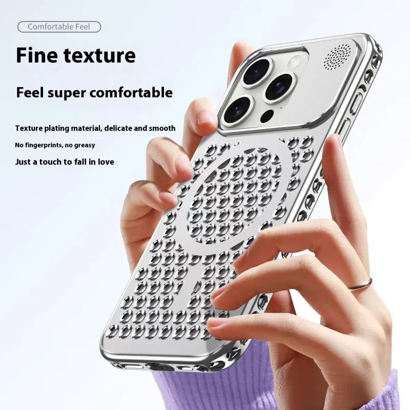 Suitable for iPhone15 mobile phone case cooling magnetic Aromatherapy Breathable net skin touch Apple 15promax protective case PC