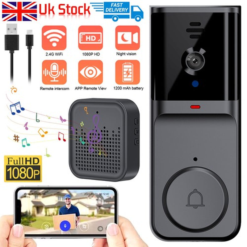 Smart Wifi Wireless Video Doorbell Security Streaming Camera Door Bell Intercom