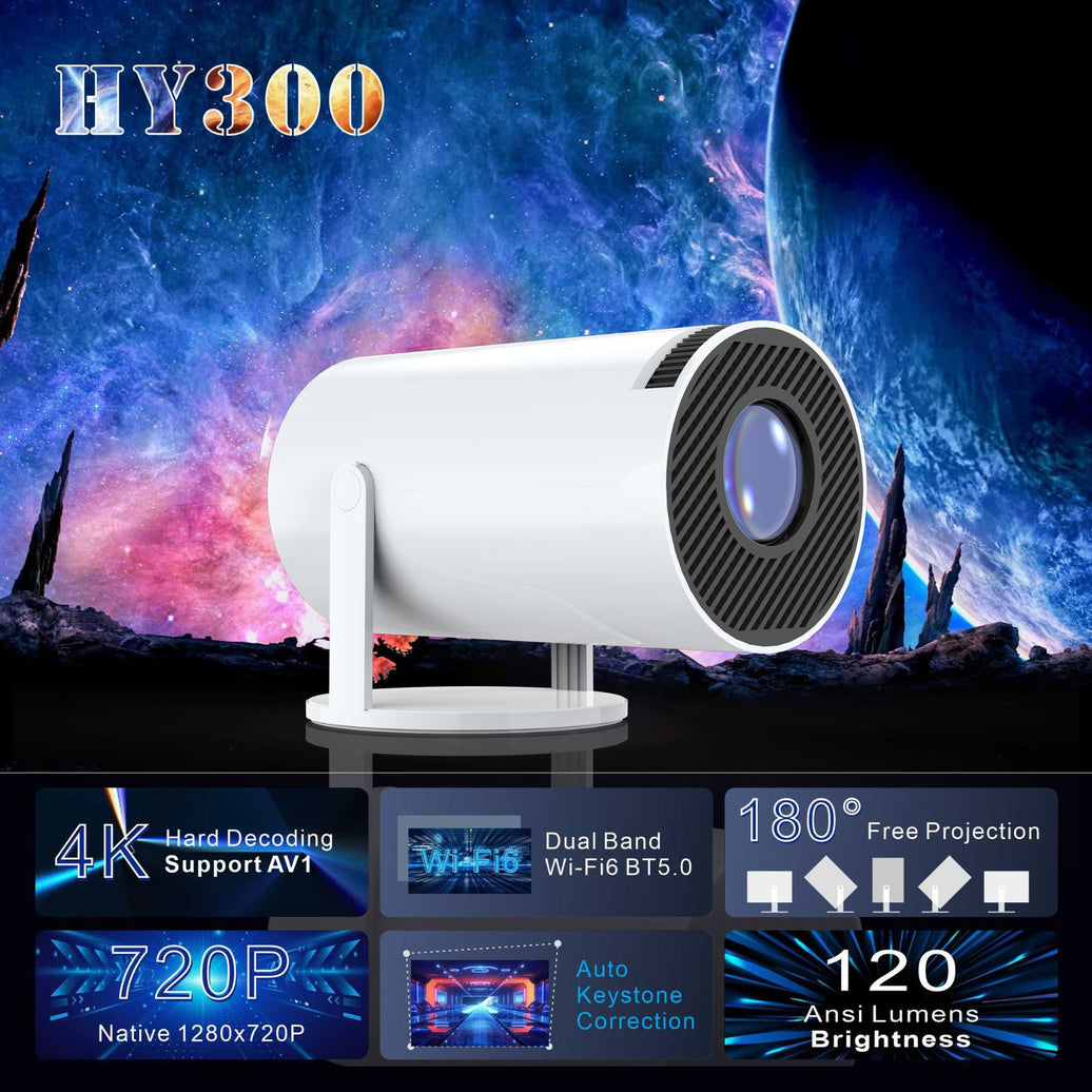 HY300 Projector Home 4K Portable LCD Ultra HD Living Room Wall Projection Wireless Same Screen Projector 3128 Chip