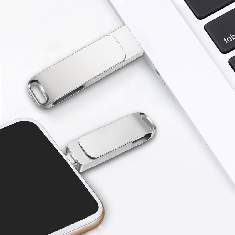 Metal rotating Android phone USB flash drive double connector USB flash drive 128gb large capacity