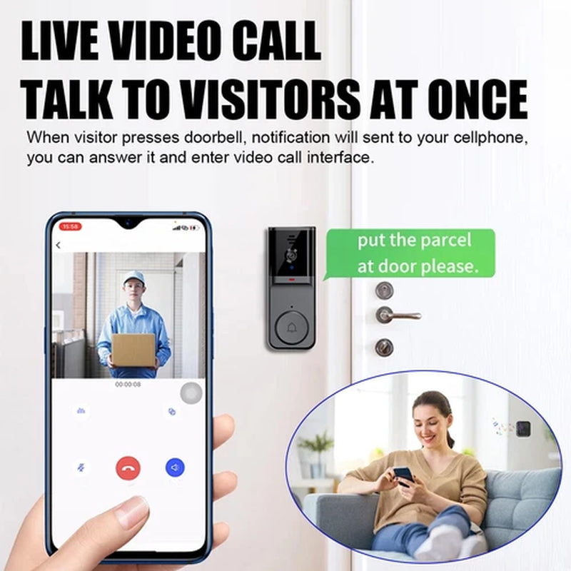 Smart Wifi Wireless Video Doorbell Security Streaming Camera Door Bell Intercom