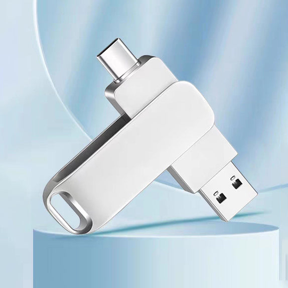 Metal rotating Android phone USB flash drive double connector USB flash drive 128gb large capacity