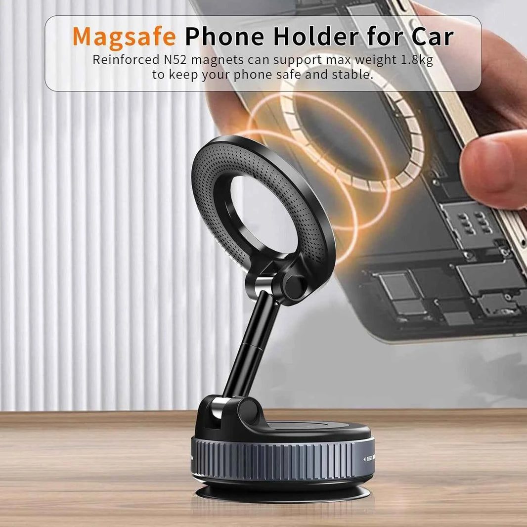 Foldable Vacuum Magnetic Car Phone Holder 360° Rotating Suction Cup Phone Mount