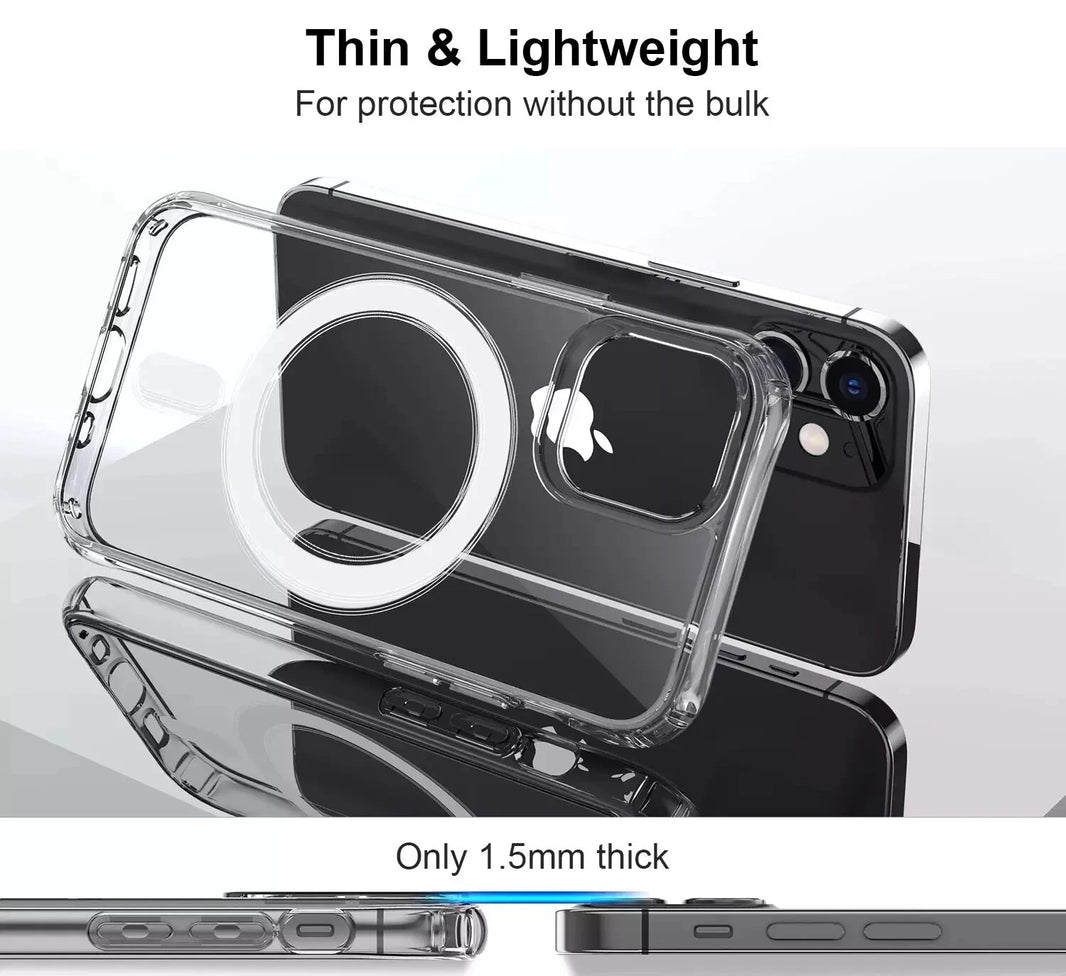 MagSafe Compatible Crystal Clear TPU + PC Shockproof Case For iPhone 15