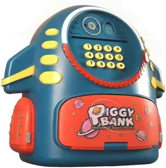 Blue Electronic Money Safe with Fingerprint-Style Unlock