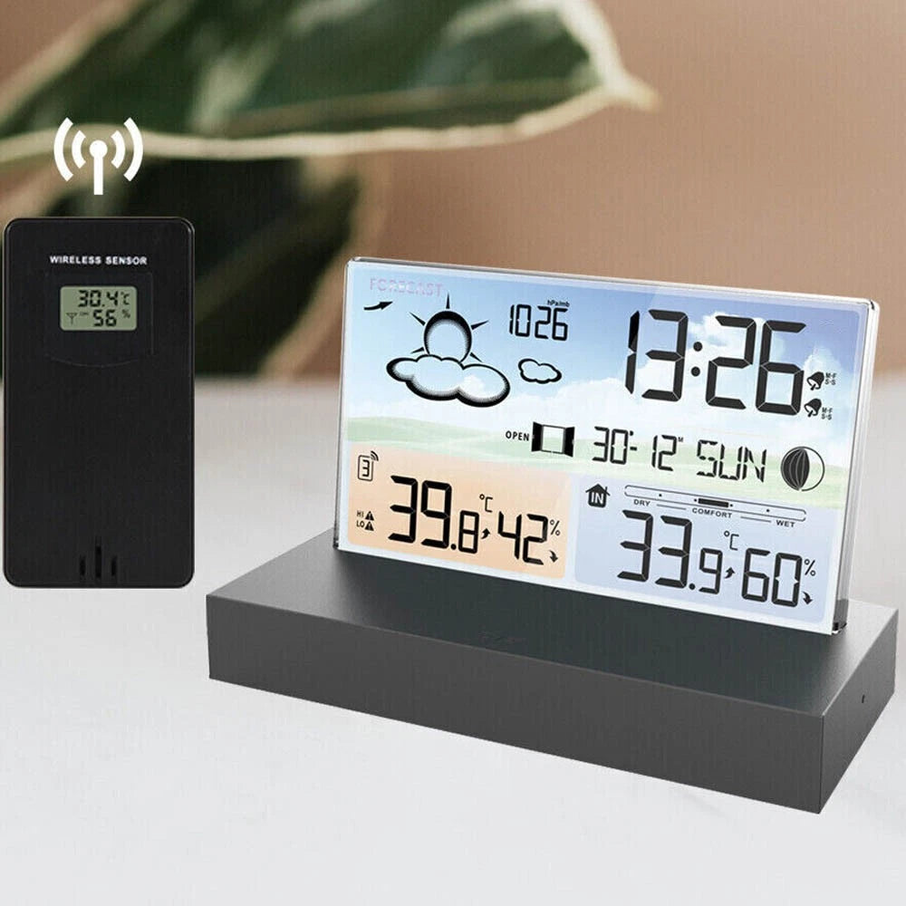 Digital Thermometer Indoor &Outdoor Weather Station Wireless Clock Calendar