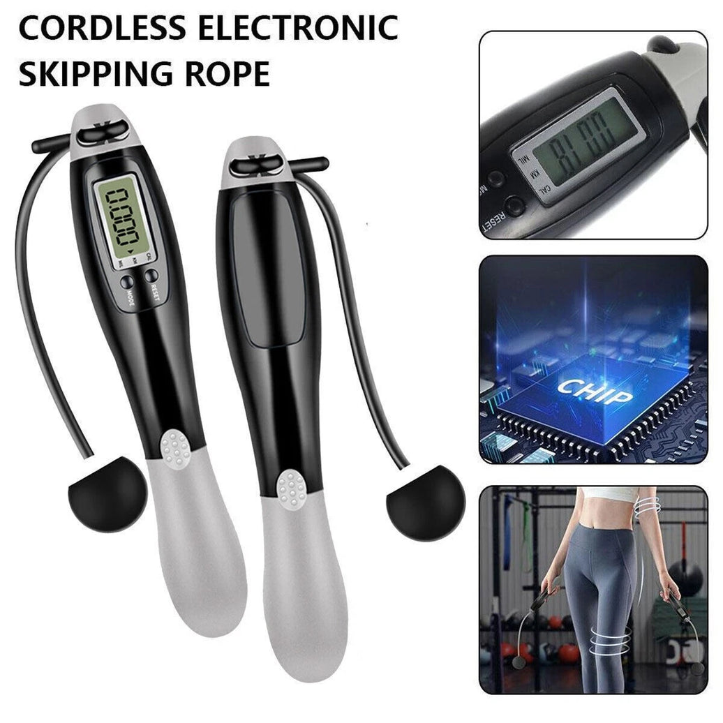 Cordless Skipping Rope for Fitness - Digital LCD Display