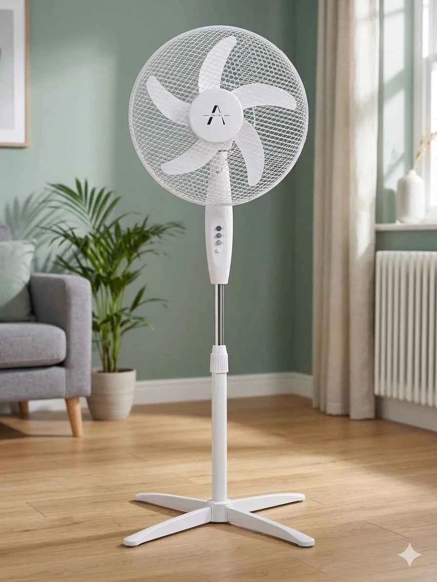 Alini 16-Inch Oscillating Pedestal Fan – 3 Speed, White