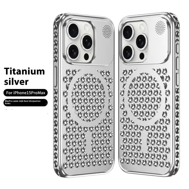 Suitable for iPhone15 mobile phone case cooling magnetic Aromatherapy Breathable net skin touch Apple 15promax protective case PC