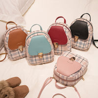 Ladies Check Lock Small Backpack One Shoulder Diagonal Handbag Coin Purse