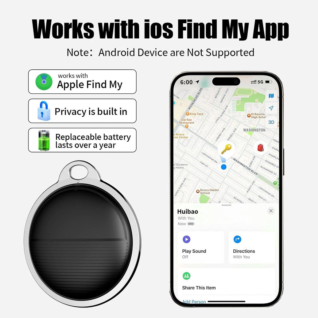 Air Tag Tracker for Apple - Works with 'Find My' App - Black