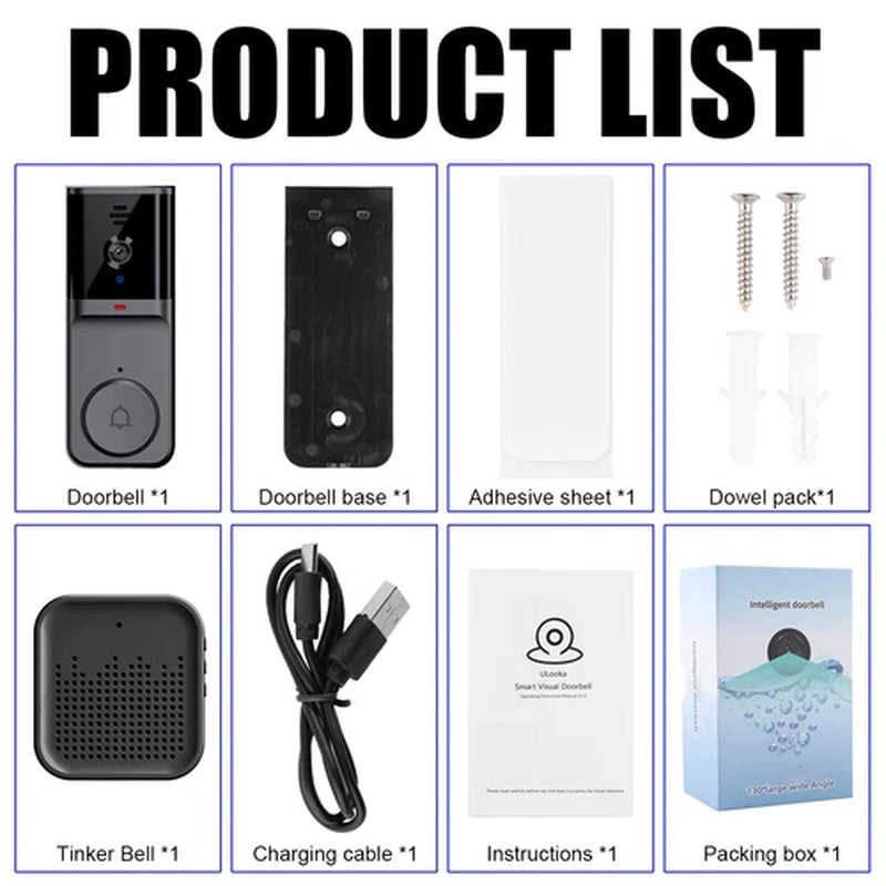 Smart Wifi Wireless Video Doorbell Security Streaming Camera Door Bell Intercom