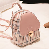 Ladies Check Lock Small Backpack One Shoulder Diagonal Handbag Coin Purse