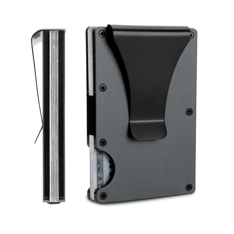 Aluminum alloy card clip anti-theft brush metal card bag metal card sleeve ultra-thin men's wallet
