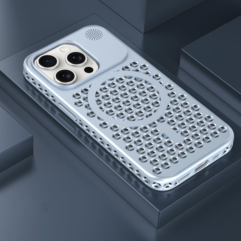 Suitable for iPhone15 mobile phone case cooling magnetic Aromatherapy Breathable net skin touch Apple 15promax protective case PC