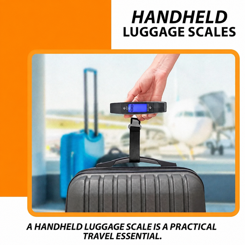 Digital Handheld Luggage Scale – 50kg Capacity, Black