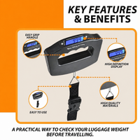 Digital Handheld Luggage Scale – 50kg Capacity, Black