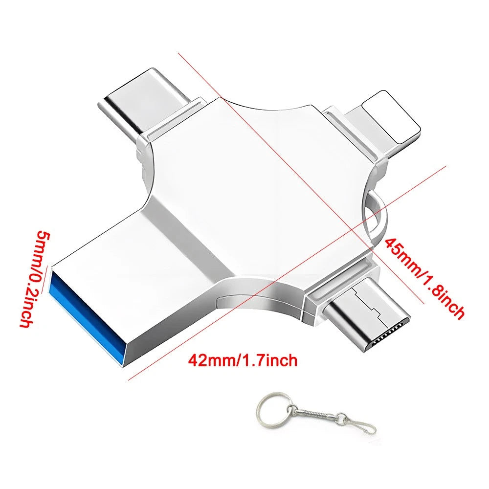 2TB 4in1 Flash Drive Photo Storage Stick OTG For iPhone Samsung Android PC