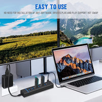7 Port Hub USB 3.0 Extension Cable High Speed Multiple Adapter PC Laptop