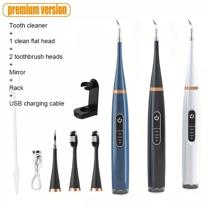 Electric Ultrasonic Teeth Stain Remover and Cleaner - 7 Piece Kit