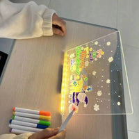LED Acrylic Light-Up Message Board 7 Neon Pens Rewritable Drawing Tablet for Kids