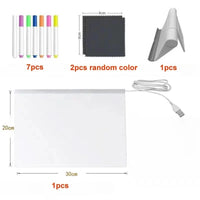 LED Acrylic Light-Up Message Board 7 Neon Pens Rewritable Drawing Tablet for Kids