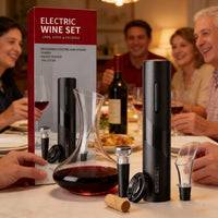 4-in-1 Electric Wine Opener Gift Set with Foil Cutter, Aerator and Vacuum Stopper