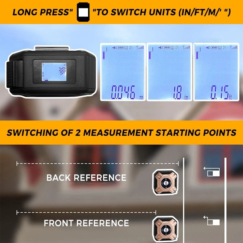 2-in-1 Digital Laser Tape Measure – 40m Range, Blue