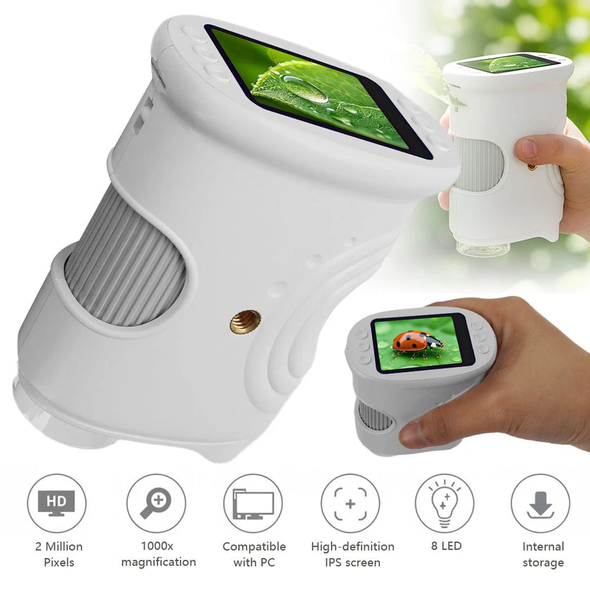 1000x Rechargeable Handheld Digital Microscope with 2-Inch Screen