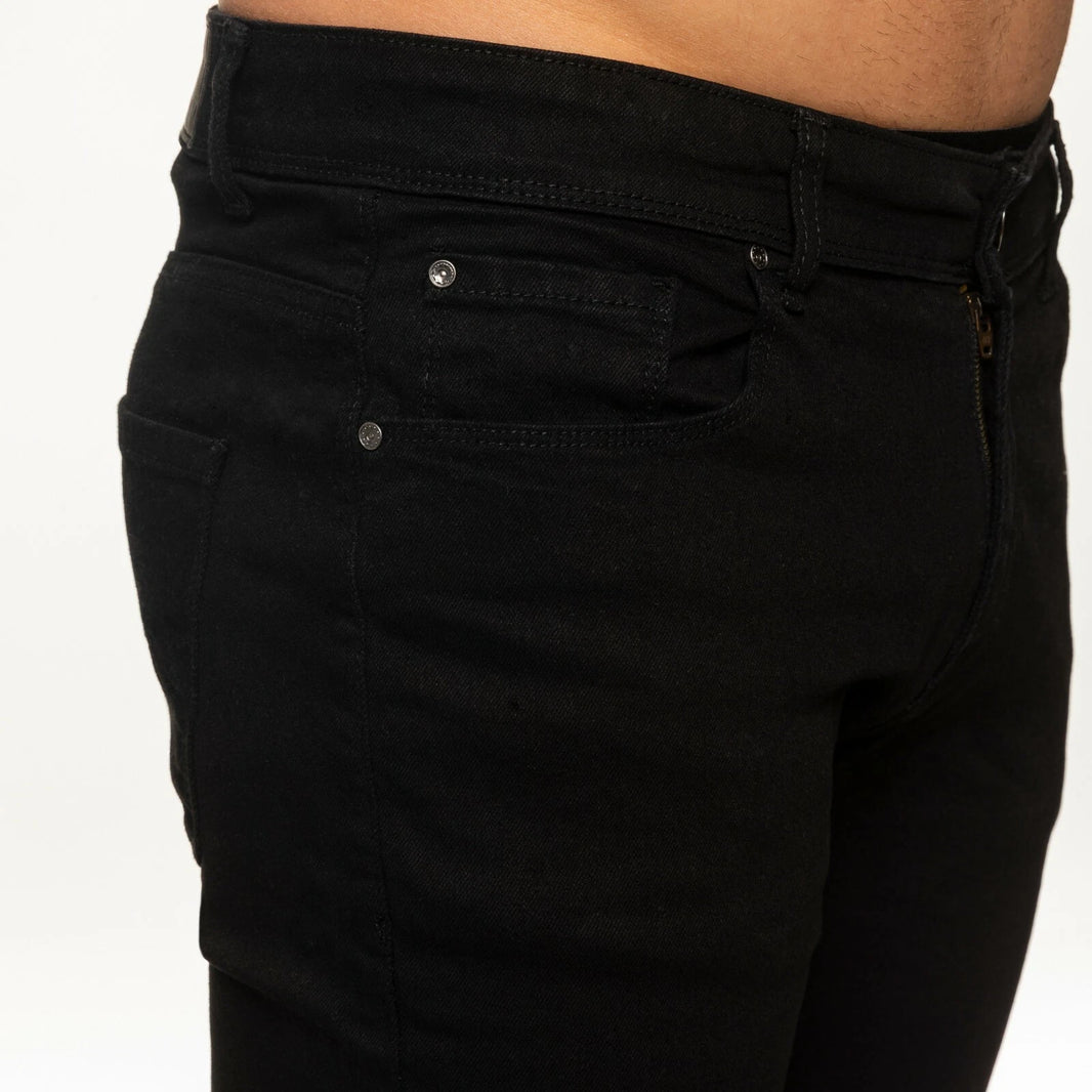 Enzo Mens Stretch Slim Fit Jeans Skinny Leg Denim Trousers Cotton Pants - Black