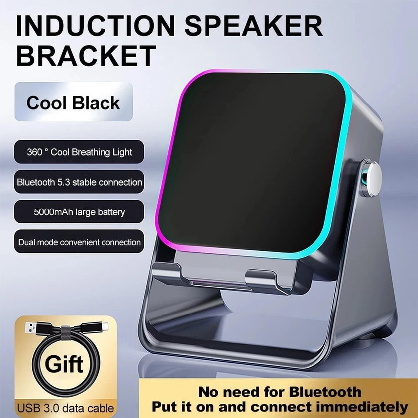 5-in-1 Wireless Induction Speaker with Adjustable Phone Stand
