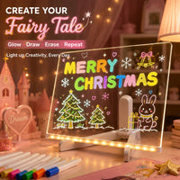 LED Acrylic Light-Up Message Board 7 Neon Pens Rewritable Drawing Tablet for Kids