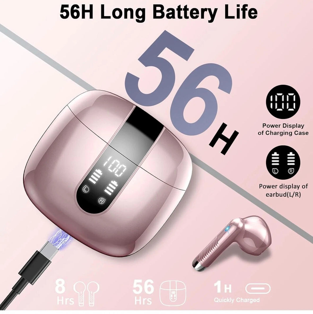 Bluetooth 5.4 Wireless Earbuds - Colour Rose Gold