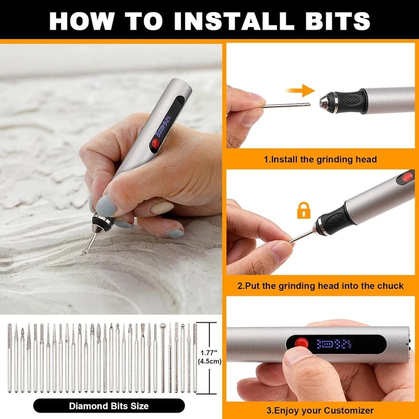 Mini Cordless Rechargeable Engraving Pen Kit with 30 Accessories