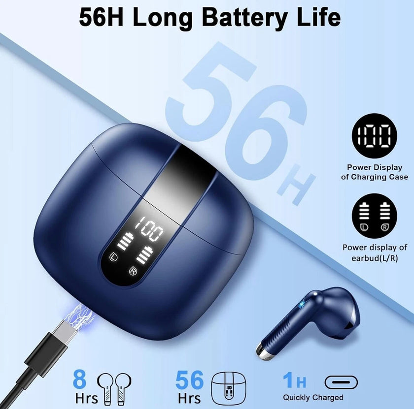 Bluetooth 5.4 Wireless Earbuds - Colour Blue