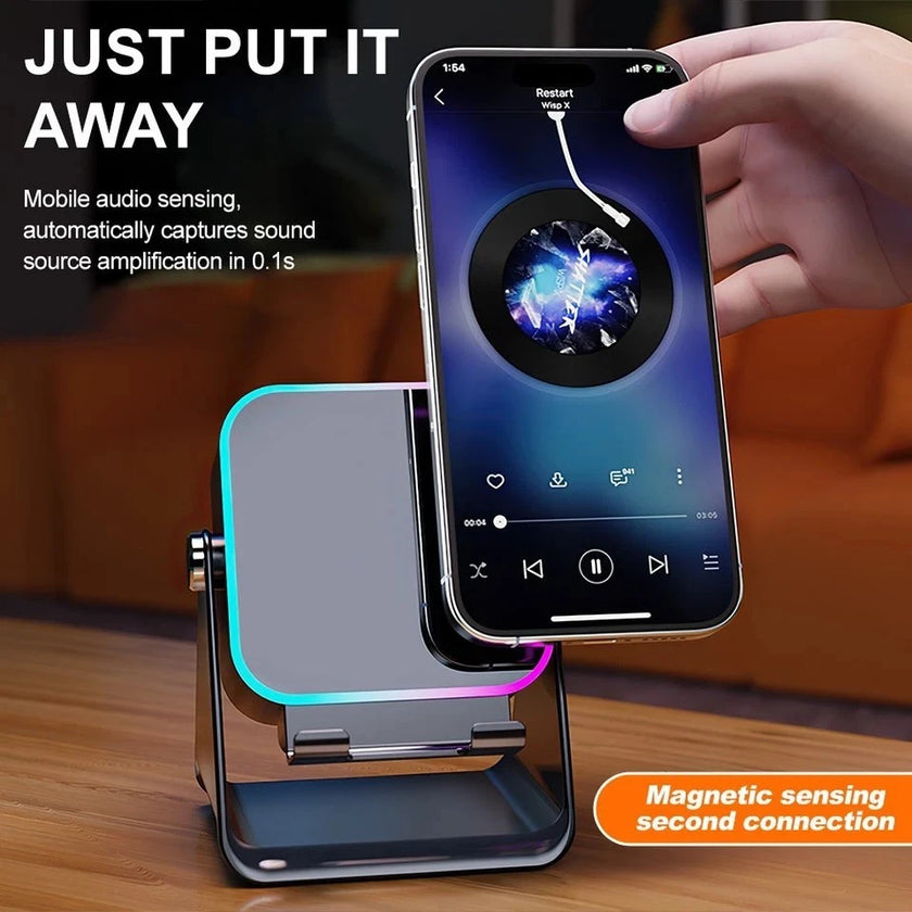 5-in-1 Wireless Induction Speaker with Adjustable Phone Stand