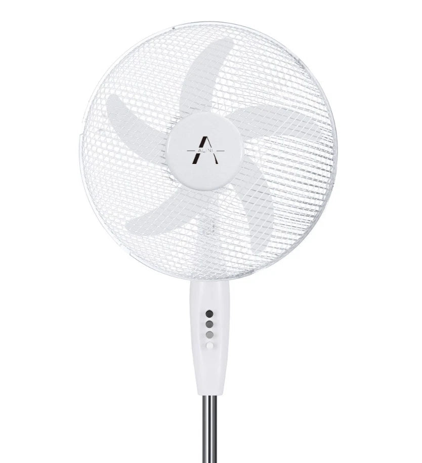 Alini 16-Inch Oscillating Pedestal Fan – 3 Speed, White