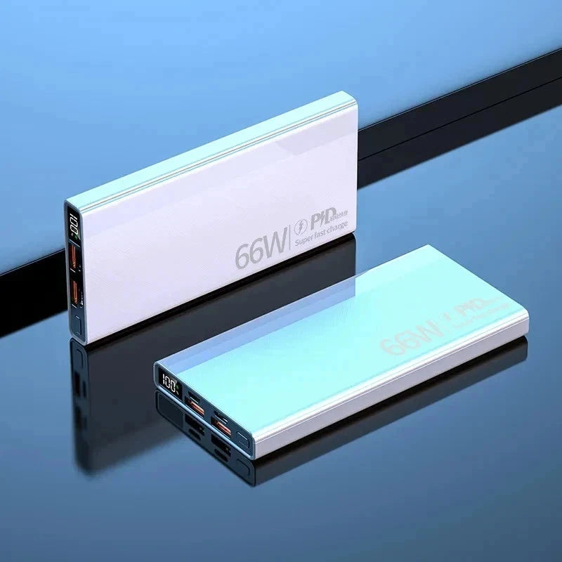 Power Bank 20000mah 66W Portable Fast Charger External Battery for USB Devices - White