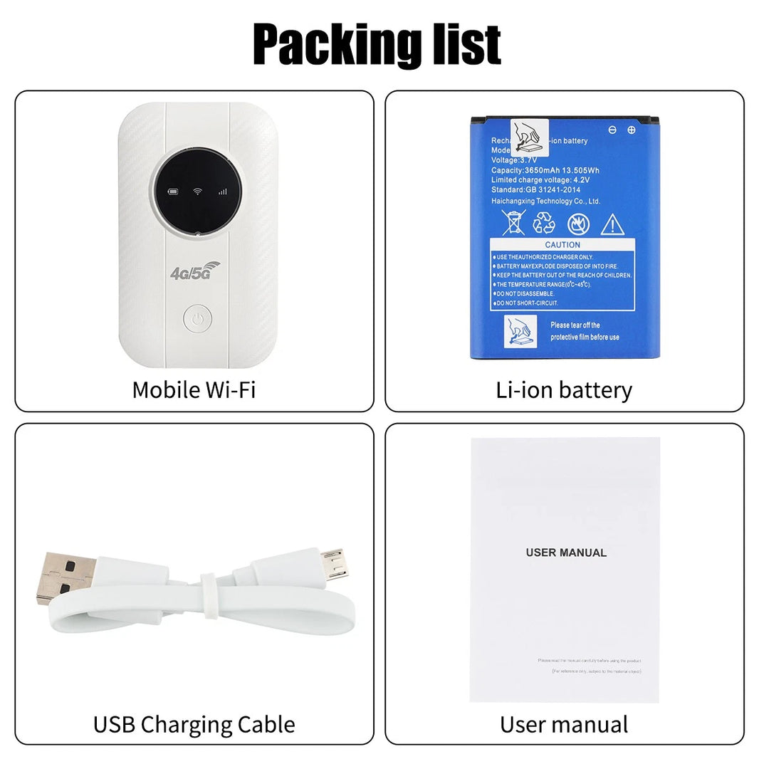 Pocket 4G LTE Mobile WiFi Router 3650mAh Batt. 150Mbps Fast Internet for Travel