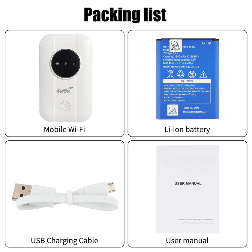 Pocket 4G LTE Mobile WiFi Router 3650mAh Batt. 150Mbps Fast Internet for Travel