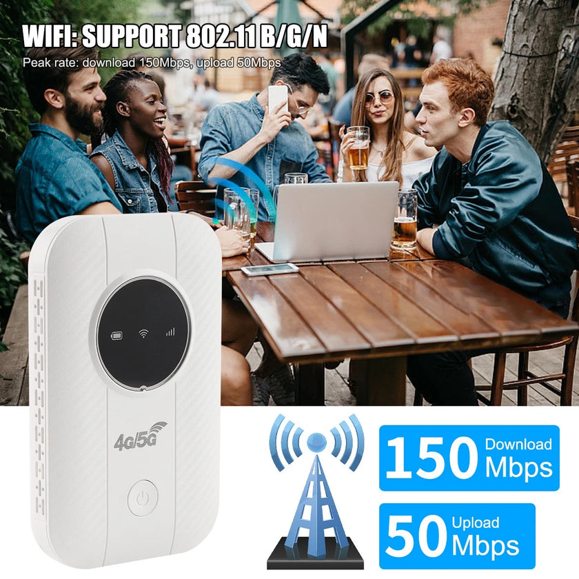 Pocket 4G LTE Mobile WiFi Router 3650mAh Batt. 150Mbps Fast Internet for Travel
