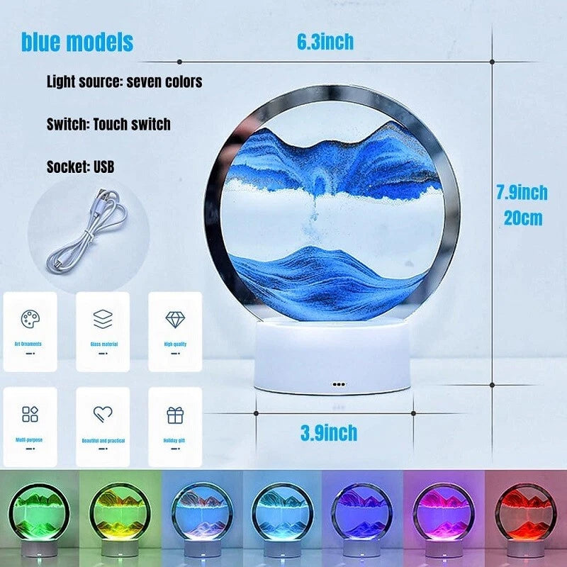 LED Moving Sand Art Picture – Blue Sandscape Light