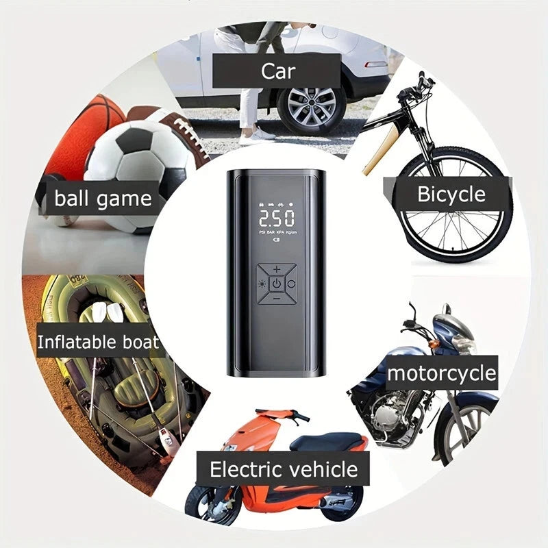 Cordless USB Rechargeable Digital Tyre Inflator Air Pump