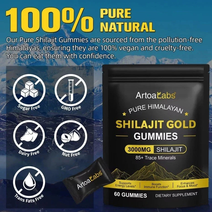Pure Himalayan Shilajit Gold Gummies 3000MG 60 Gummies