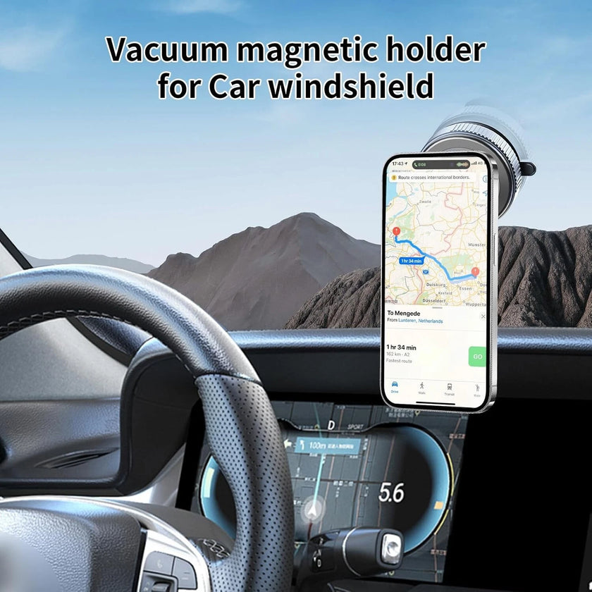 Foldable Vacuum Magnetic Car Phone Holder 360° Rotating Suction Cup Phone Mount
