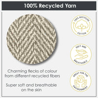 Emma Barclay Herringbone Recycled Cotton Throw – Natural, 127 × 152cm