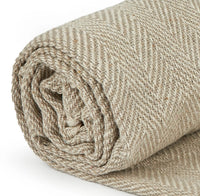 Emma Barclay Herringbone Recycled Cotton Throw – Natural, 127 × 152cm