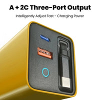 80w Gan Charger with Retractable Cable Type C 3 in 1 Fast Charging Multi Devices