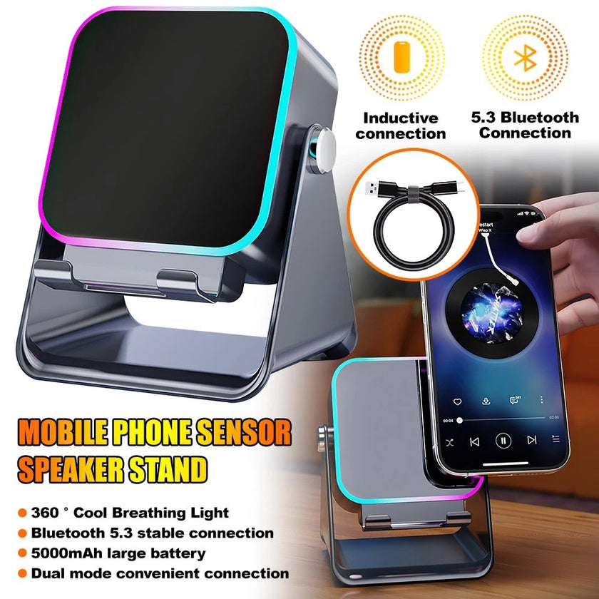 5-in-1 Wireless Induction Speaker with Adjustable Phone Stand